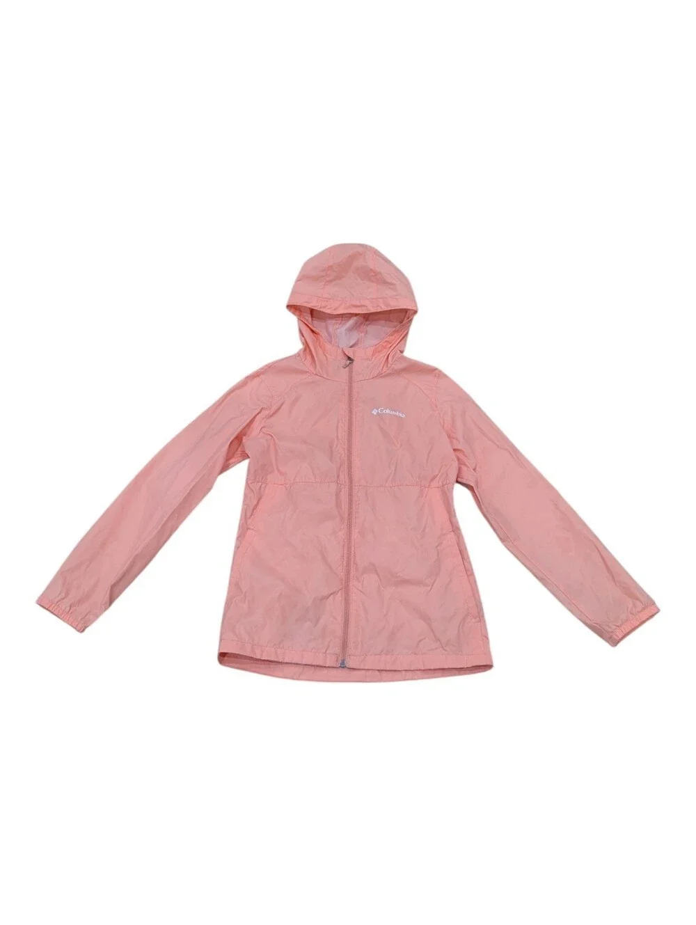 Columbia Kids Windbreaker Jacket Peach Coral Lightweight Packable Girl Medium 10